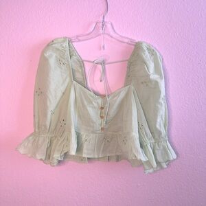ZARA light pastel green Crop Top blouse (Size XS)